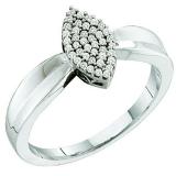 0.12 Carat (ctw) 10k White Gold Round Diamond Ladies Micro Pave Bridal Engagement Ring