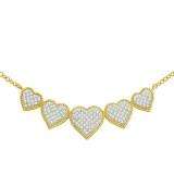 0.35 Carat (ctw) 10k Yellow Gold Round White Diamond Ladies Cluster Heart Necklace