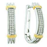 0.15 Carat (ctw) Sterling Silver Round Diamond Ladies Micro Pave Hoop Earrings