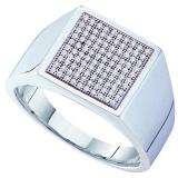 0.35 Carat (ctw) 10k White Gold Brilliant Round White Diamond Men's Hip Hop Anniversary Wedding Band