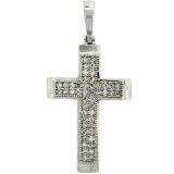 0.15 Carat (ctw) Sterling Silver White Diamond Ladies Micro Pave Cross Pendant