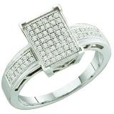 0.20 Carat (ctw) Sterling Silver Brilliant White Diamond Ladies Micro Pave Engagement Ring