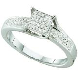 0.15 Carat (ctw) Sterling Silver Brilliant White Diamond Ladies Micro Pave Engagement Ring
