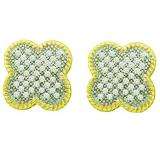 0.25 Carat (ctw) 10k Yellow Gold Brilliant White Diamond Ladies Micro Pave Flower Earrings