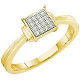 0.05 Carat (ctw) 18k Yellow Gold Plated Sterling Silver White Diamond Ladies Micro Pave Fashion Ring