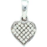 0.10 Carat (ctw) Sterling Silver White Diamond Ladies Heart Pendant