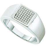 0.15 Carat (ctw) Sterling Silver Brilliant White Diamond Men's Hip Hop Micro Pave Ring