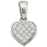 0.05 Carat (ctw) Sterling Silver Round Diamond Ladies Heart Shape Pendant