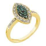 0.25 Carat (ctw) 10k Yellow Gold Blue & White Diamond Ladies Bridal Engagement Ring