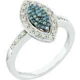 0.25 Carat (ctw) 10k White Gold Blue & White Diamond Ladies Bridal Engagement Ring