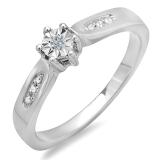 0.06 Carat (ctw) Sterling Silver Round Diamond Ladies Engagement Bridal Promise Ring