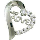 0.25 Carat (ctw) 10k White Gold Round White Diamond Ladies Love Heart Pendant
