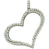 0.34 Carat (ctw) 10k White Gold Round White Diamond Ladies Heart Pendant
