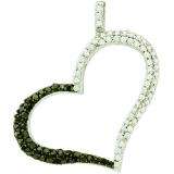 0.34 Carat (ctw) 10k White Gold Round Black & White Diamond Ladies Heart Pendant