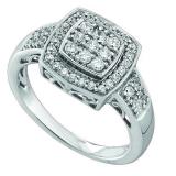0.49 Carat (ctw) 10k White Gold Brilliant White Diamond Ladies Bridal Engagement Ring