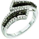 0.53 Carat (ctw) 14k White Gold Round Black & White Diamond Ladies Right Hand Band