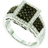 0.63 Carat (ctw) 14k White Gold Round Black & White Diamond Ladies Right Hand Fashion Ring