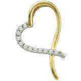0.14 Carat (ctw) 10k Yellow Gold Brilliant White Diamond Ladies Heart Pendant