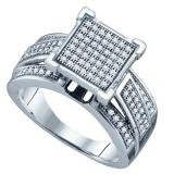 0.33 Carat (ctw) 10k White Gold Round White Diamond Ladies Micro Pave Bridal Engagement Ring