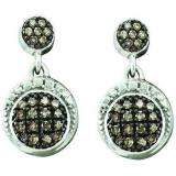 0.25 Carat (ctw) 10k White Gold Brown Diamond Ladies Drop Earrings