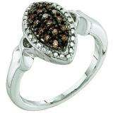 0.15 Carat (ctw) 10k White Gold Round Champagne Diamond Ladies Cocktail Right Hand Ring