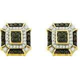 0.48 Carat (ctw) 10k Yellow Gold Round Black & White Diamond Ladies Fine Earrings