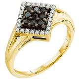 0.25 Carat (ctw) 10k Yellow Gold Black & White Diamond Ladies Cocktail Ring