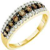 0.50 Carat (ctw) 10k Yellow Gold Champagne & White Diamond Ladies Cocktail Band Ring