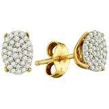 0.20 Carat (ctw) 18k Yellow Gold Plated Sterling Silver White Diamond Ladies Micro Pave Cluster Earrings