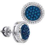 0.39 Carat (ctw) 10K White Gold Round Blue & White Diamond Ladies Fashion Earrings