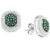 0.40 Carat (ctw) 10k White Gold Round Blue & White Diamond Ladies Fine Earrings