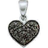 0.24 Carat (ctw) 10k White Gold Black Diamond Ladies Heart Pendant