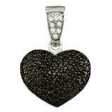 0.55 Carat (ctw) 10k White Gold Black & White Diamond Ladies Heart Pendant