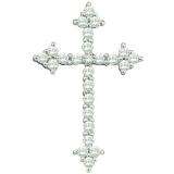 0.25 Carat (ctw) 10k White Gold Round White Diamond Ladies Cross Pendant