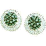 1.00 Carat (ctw) 10k White Gold Round & Baguette Cut Blue & White Diamond Ladies Fashion Earrings