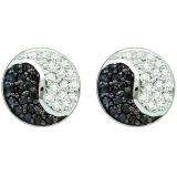 0.36 Carat (ctw) 10k White Gold Round Black & White Diamond Ladies Fine Earrings