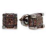 0.28 Carat (ctw) Sterling Silver Real Round Diamond Iced Mens Hip Hop Cube Dice Shape Stud Earring (Red color)