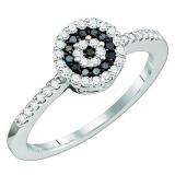 0.30 Carat (ctw) 10k White Gold Black & White Diamond Ladies Bridal Engagement Ring