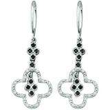 0.16 Carat (ctw) 10k White Gold Black & White Diamond Ladies Dangling Drop Earrings