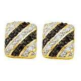 0.27 Carat (ctw) 10k Yellow Gold Round Black & White Diamond Ladies Fine Earrings