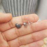 0.41 Carat (ctw) 14k White Gold Black Diamond Ladies Heart Shaped Stud Earrings