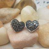 0.41 Carat (ctw) 14k White Gold Black Diamond Ladies Heart Shaped Stud Earrings
