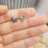 0.41 Carat (ctw) 14k White Gold Black Diamond Ladies Heart Shaped Stud Earrings