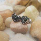 0.41 Carat (ctw) 14k White Gold Black Diamond Ladies Heart Shaped Stud Earrings