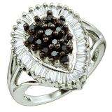 1.03 Carat (ctw) Sterling Silver Black & White Diamond Ladies Right Hand Cluster Ring