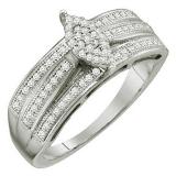 0.25 Carat (ctw) 10k White Gold Brilliant White Diamond Ladies Micro Pave Bridal Engagement Ring