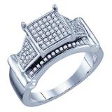 0.25 Carat (ctw) 10k White Gold Round White Diamond Ladies Micro Pave Engagement Ring