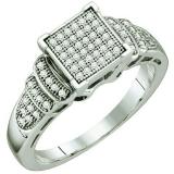 0.20 Carat (ctw) 10k White Gold Round White Diamond Ladies Bridal Engagement Ring