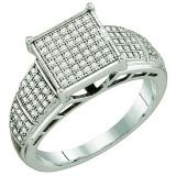 0.33 Carat (ctw) 10k White Gold Round White Diamond Ladies Micro Pave Bridal Engagement Ring