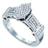 0.33 Carat (ctw) 10k White Gold Round White Diamond Ladies Micro Pave Bridal Engagement Ring